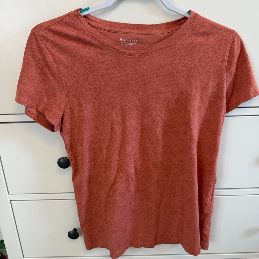 Athleta Textured Short Sleeve Athletic Tee Rust Orange Women’s Medium